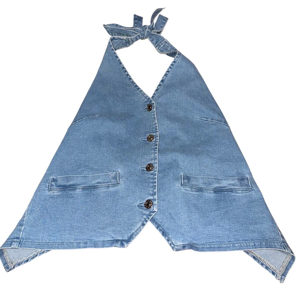 Vintage Y2K Denim Halter Neck Vest Top